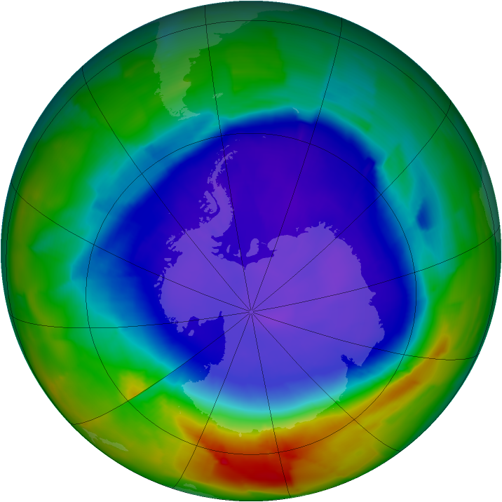Antarctic ozone map for 21 September 2011